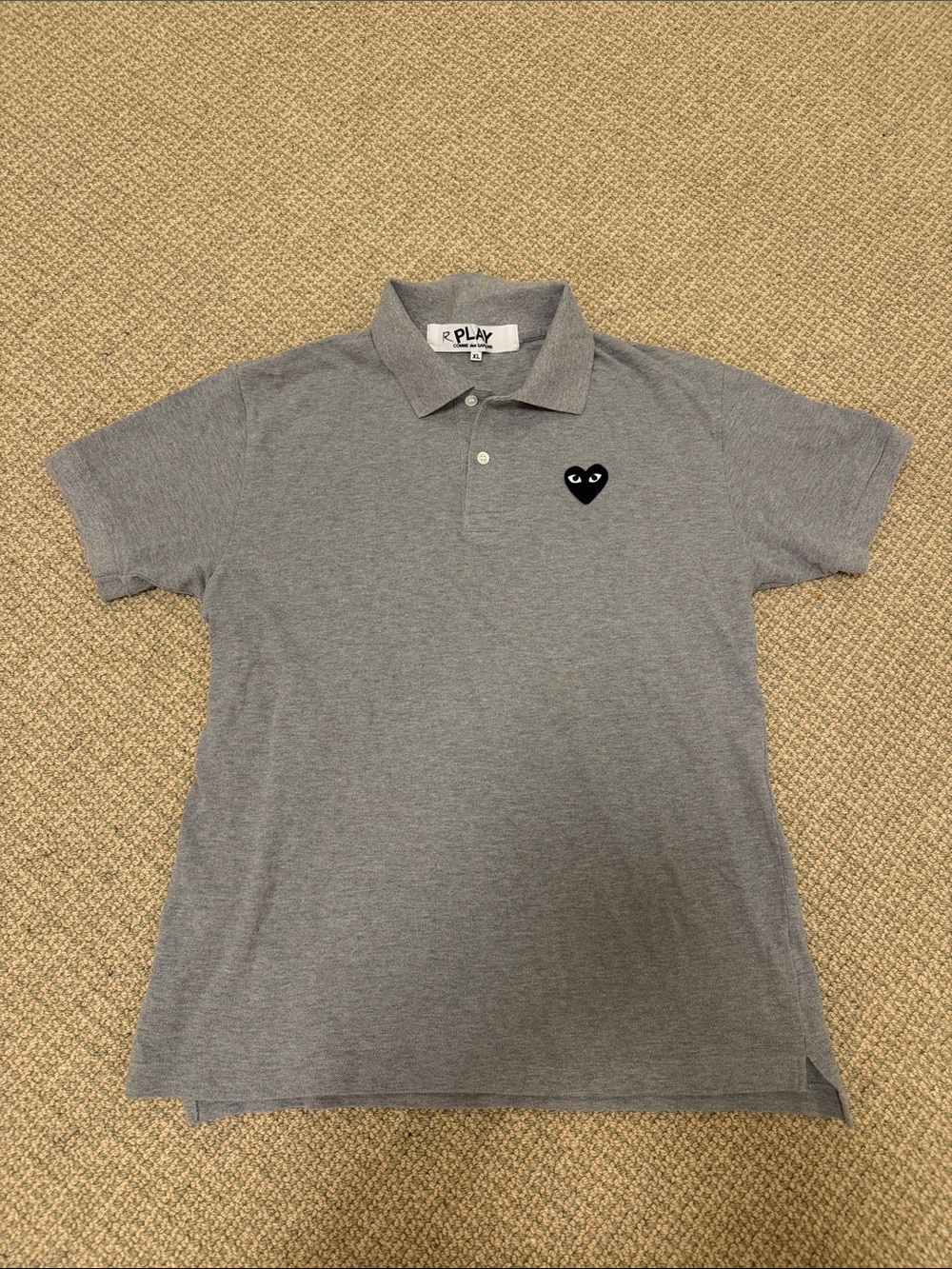 Comme des Garcons PLAY Grey Polo with Black Heart Patch